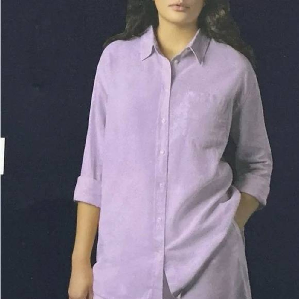 GAP Linen Button Down Shirt Relaxed‎ Fit Long Sleeve Lavender XS /#5413